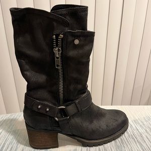 Black Size 8 Carlos Santana Moto Boots.
